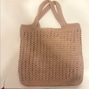 Stylish Tan Crochet Tote Bag